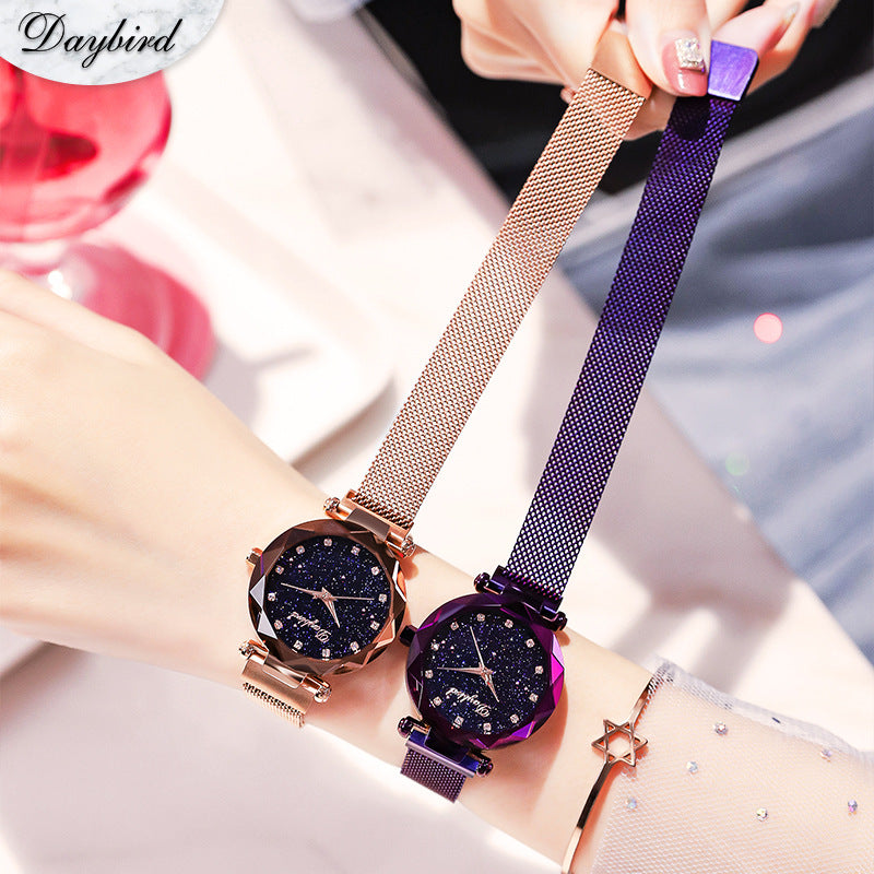 Starry Sky Lady Trendy Montre Quartz à aimant imperméable