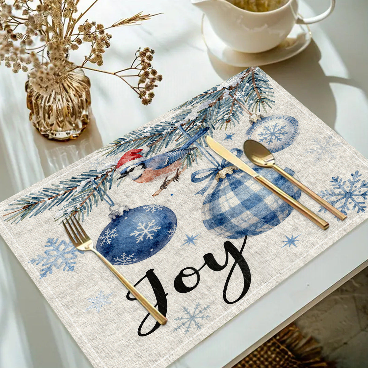 Table de table de Noël imprimée en lin