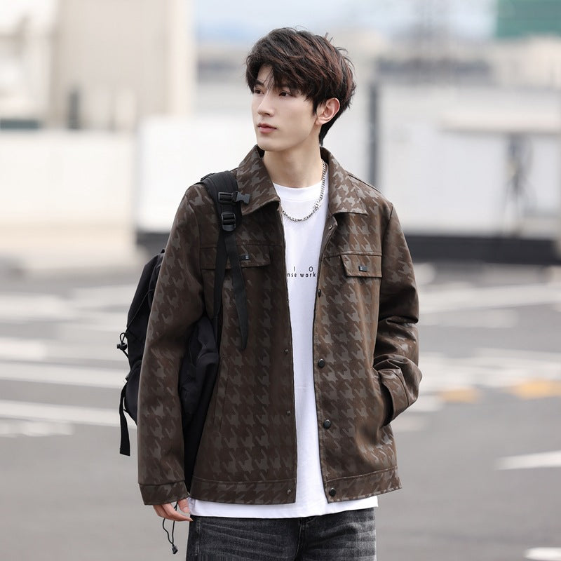 Veste en cuir PU cousu pour les hommes d'affaires