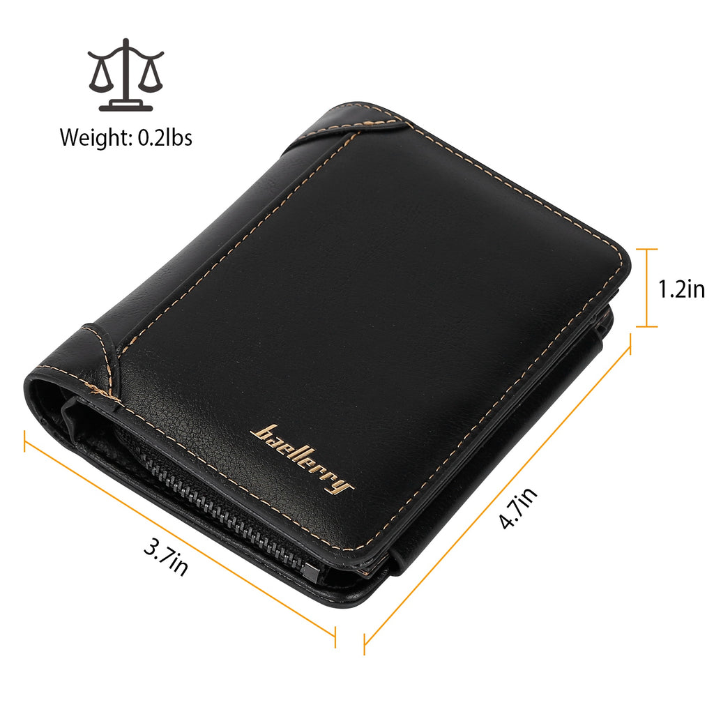 Porte-cartes en cuir de portefeuille 1Pc Hommes Purse Trifold embrayer Zipper argent avec fenêtre d'identification 14