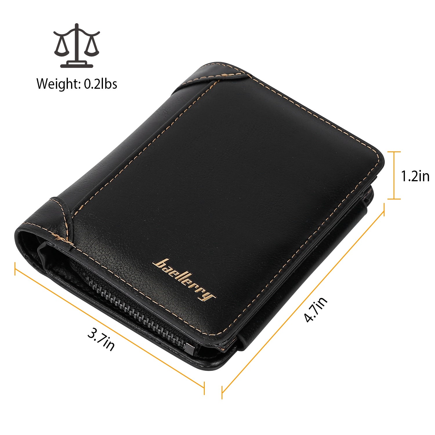 Porte-cartes en cuir de portefeuille 1Pc Hommes Purse Trifold embrayer Zipper argent avec fenêtre d'identification 14