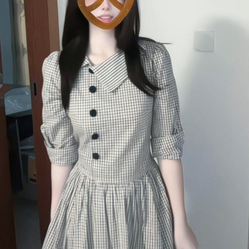 Robe de lapelle à manches longues de style français