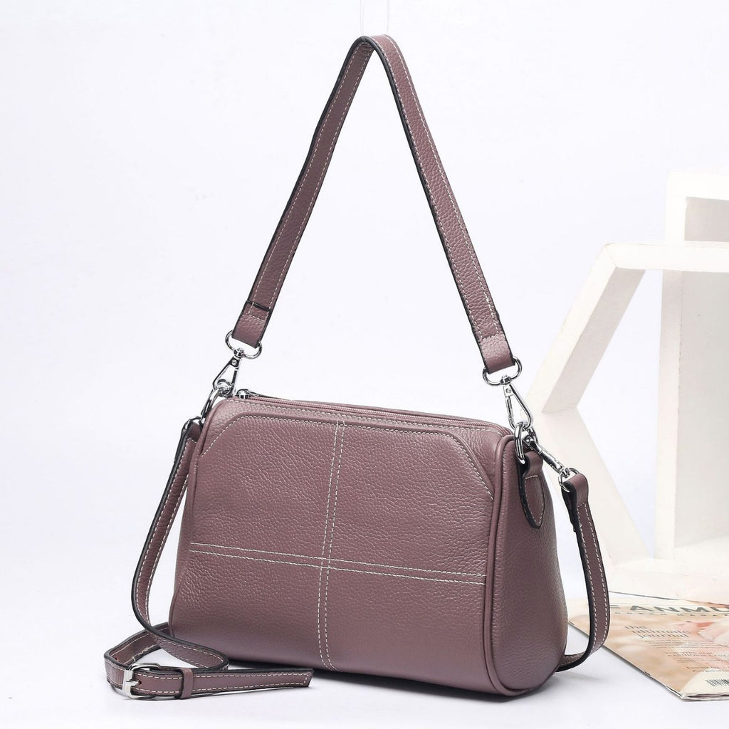 Sac à épaule et à croix en cuir pleine fleur pour femmes