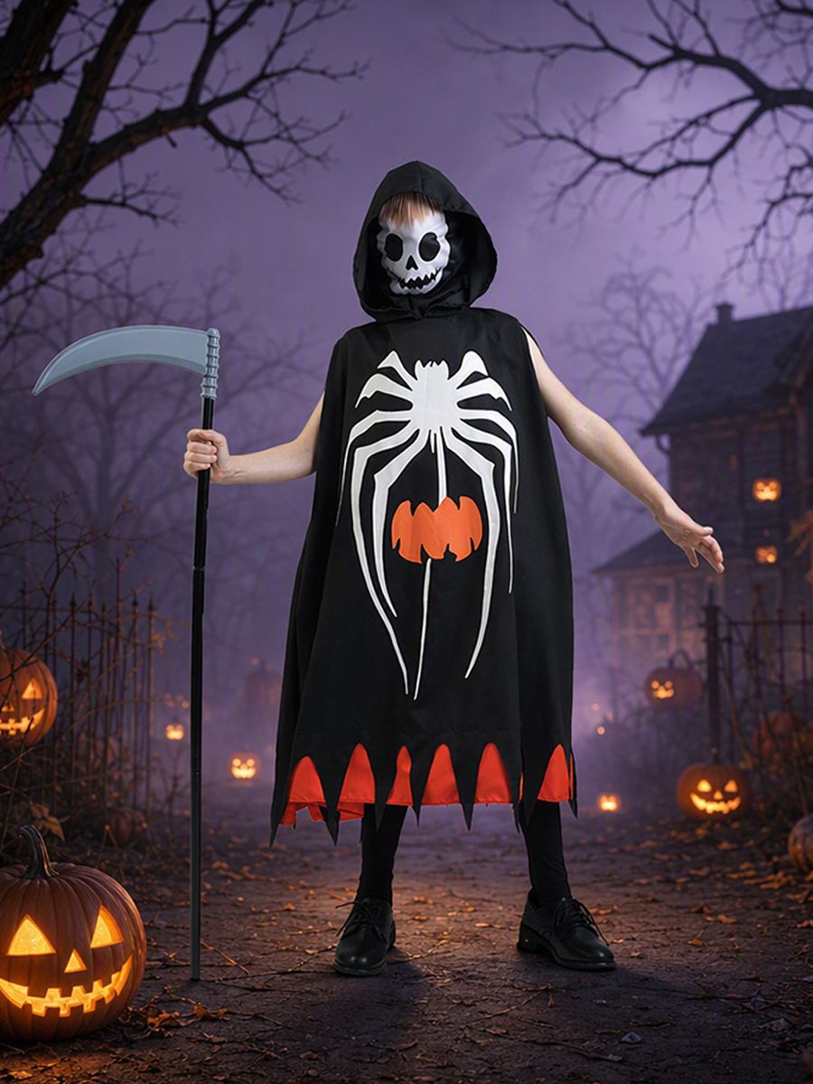Costume de fête d'Halloween Enfants Cloak citrouille Spiderweb Skull Ghost Monster Cape