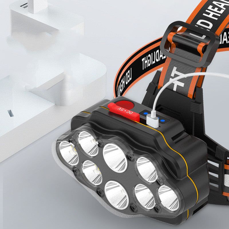 8LED Strong Light Phare de pêche de nuit rechargeable