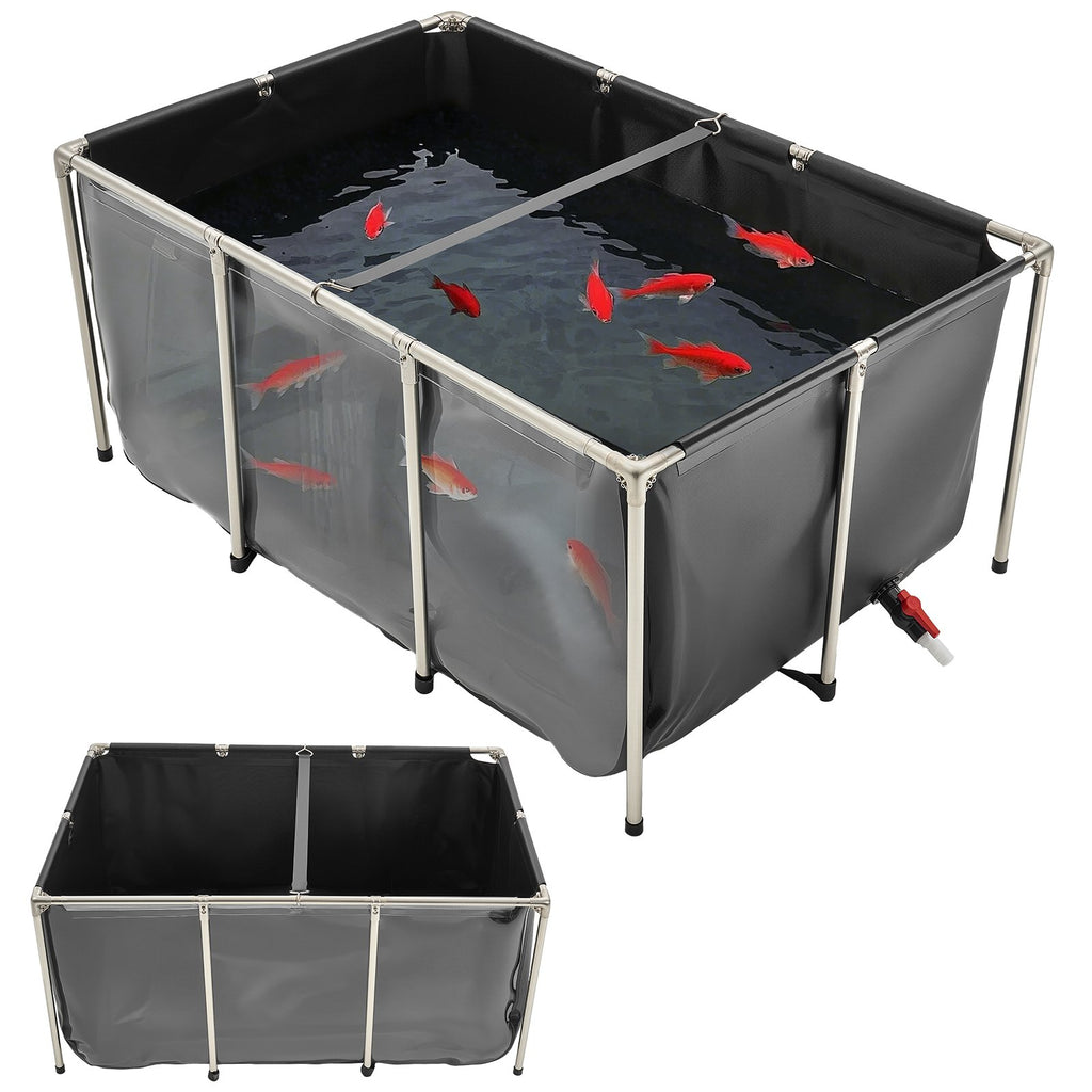 Toile Fish Pond au-dessus du sol Koi réservoir 270 Gal avec panneau clair