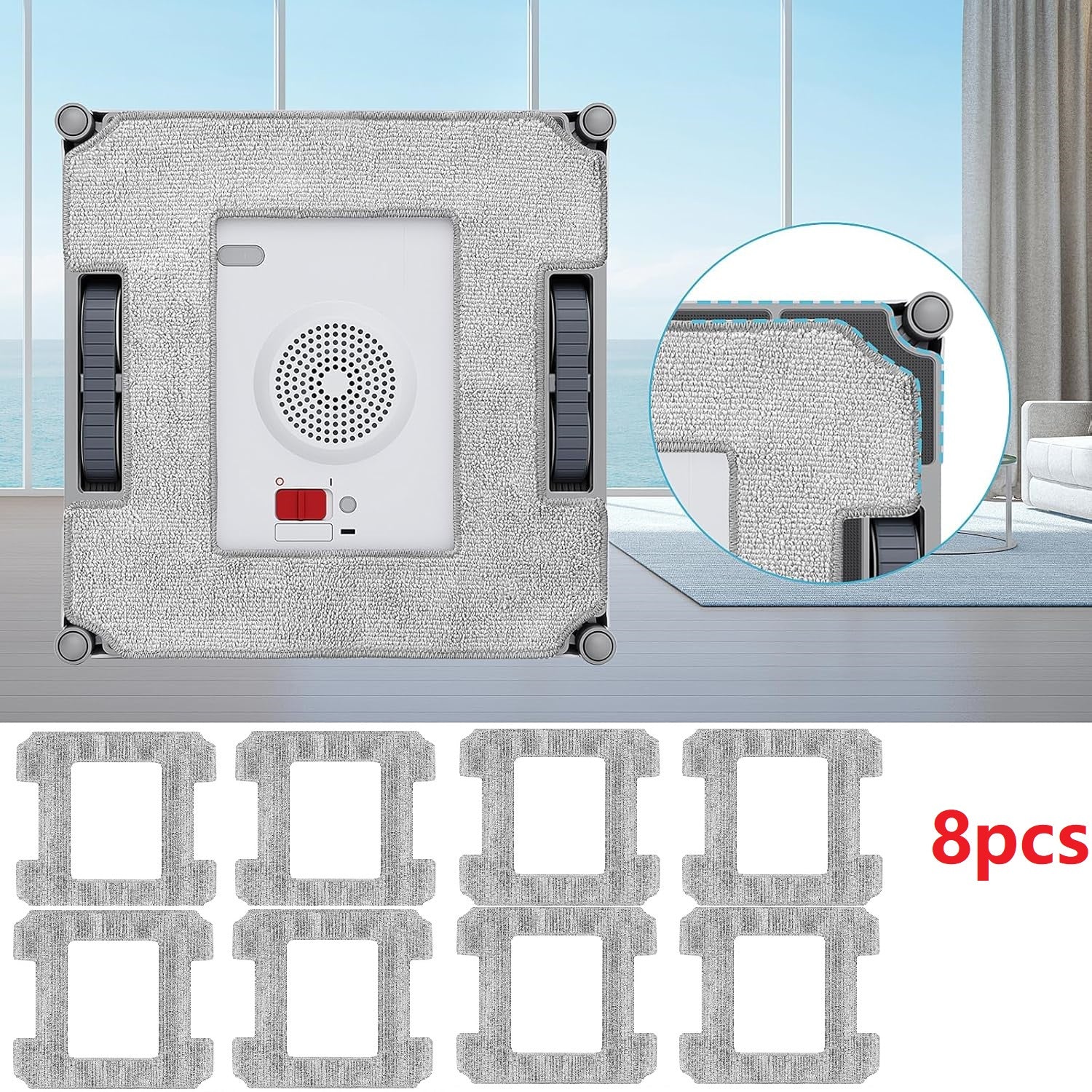 Ensemble de 8 vêtements de nettoyage de remplacement pour nettoyant Winbot