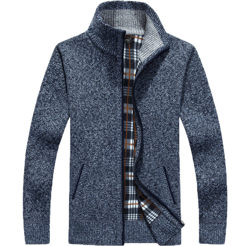 Chandail à fermeture éclair d'automne et de cardigan d'hiver pour hommes Épaisseur de collier en polaire