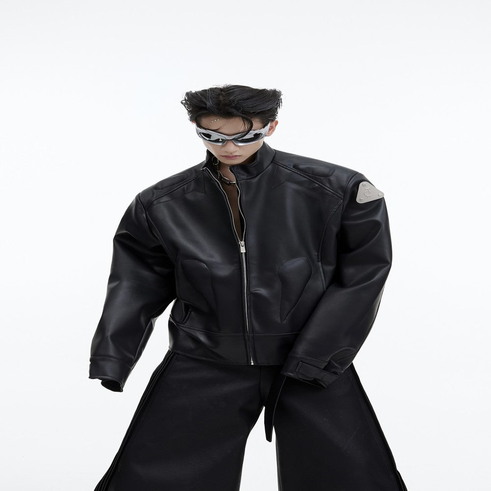 Veste en cuir métal design graphique Veste
