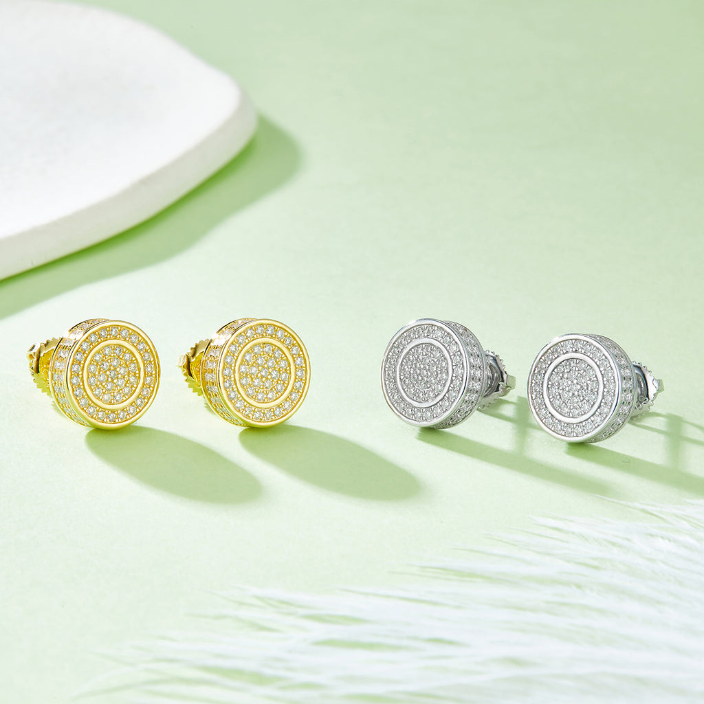 S925 Argent Sterling 190pcs D Couleur VVS1 Moissanite Double Boucles d'oreilles Halo Stud 10,8mm Vis