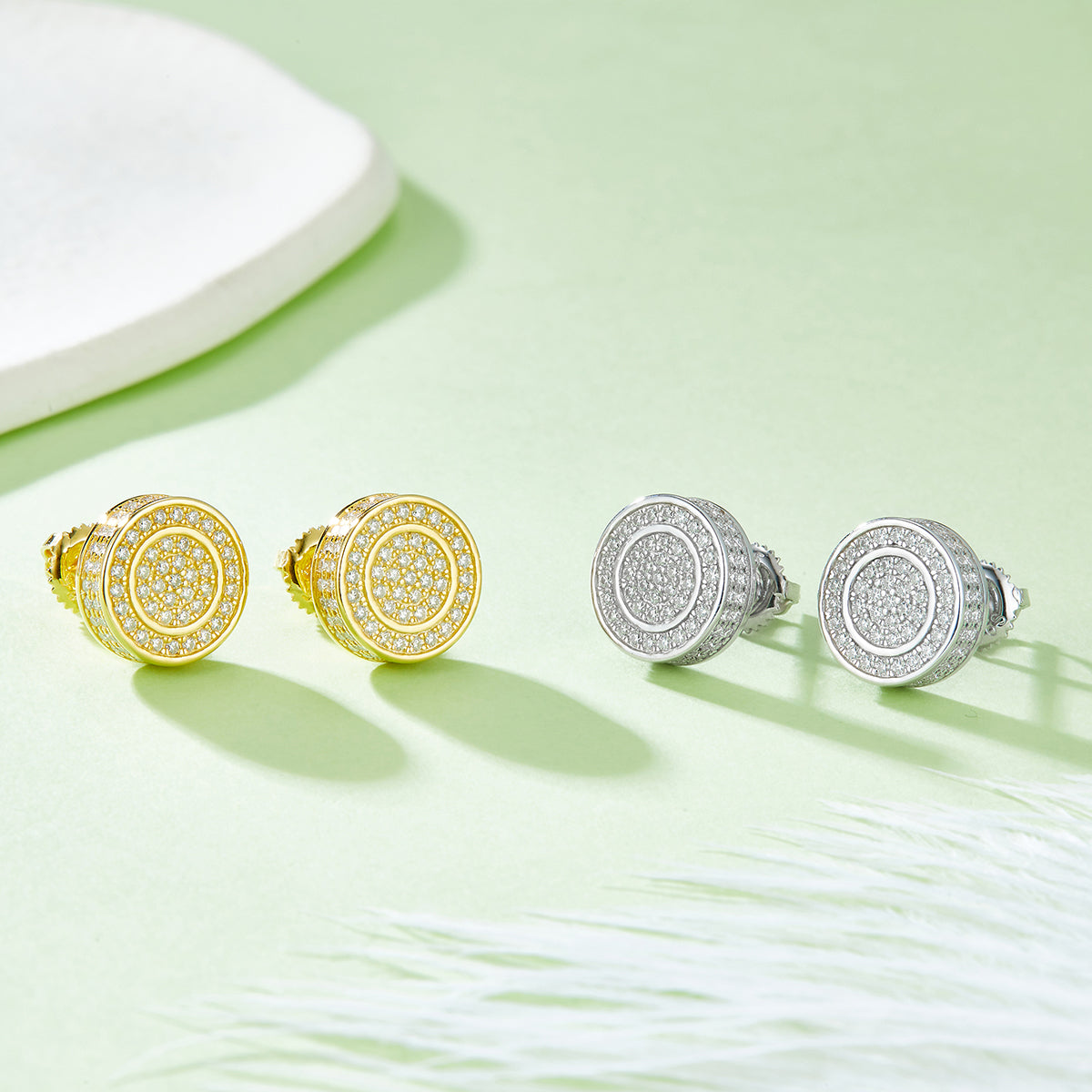 S925 Argent Sterling 190pcs D Couleur VVS1 Moissanite Double Boucles d'oreilles Halo Stud 10,8mm Vis