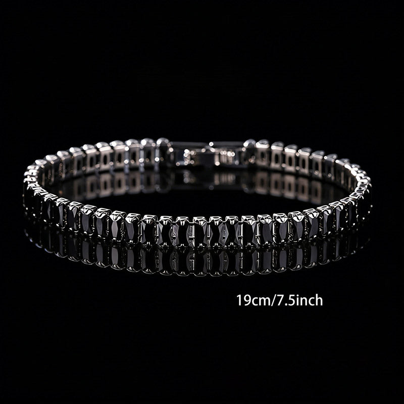 Bracelet de tennis noir de luxe Zircon Élégant geométrique laiton bijoux Femmes Party Mariage Da