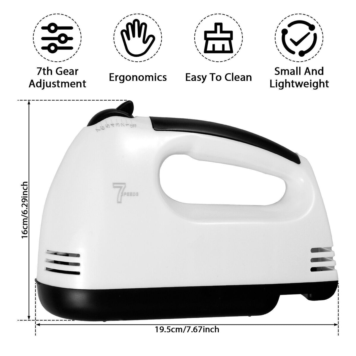 Mélangeur électrique à main Whisk 7 vitesse de mélangeur de cuisine Egg Beater crème mélangeur de gâteau