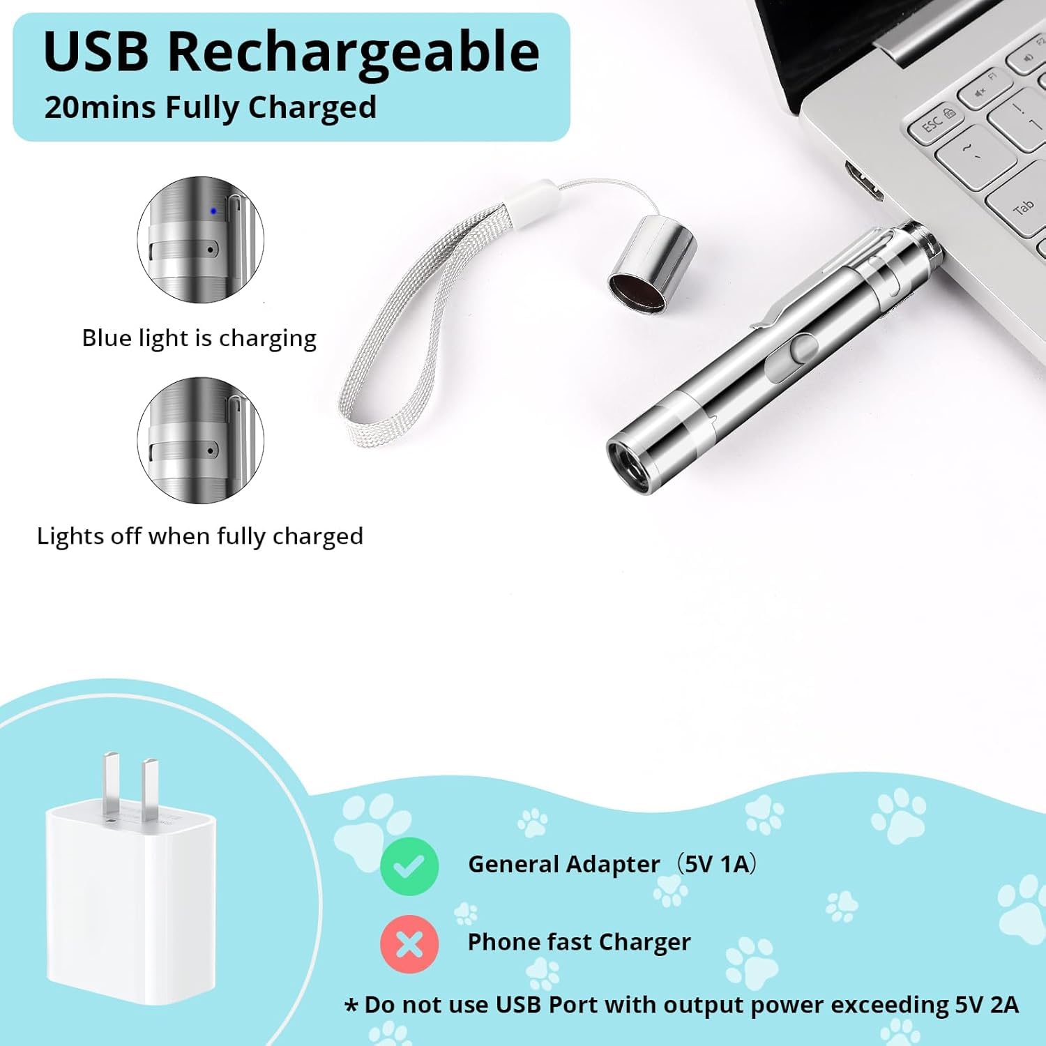 Jouet chat, rechargeable USB, 3 modes de lumière, 5 motifs, Jouet intérieur interactif Chase, Automa
