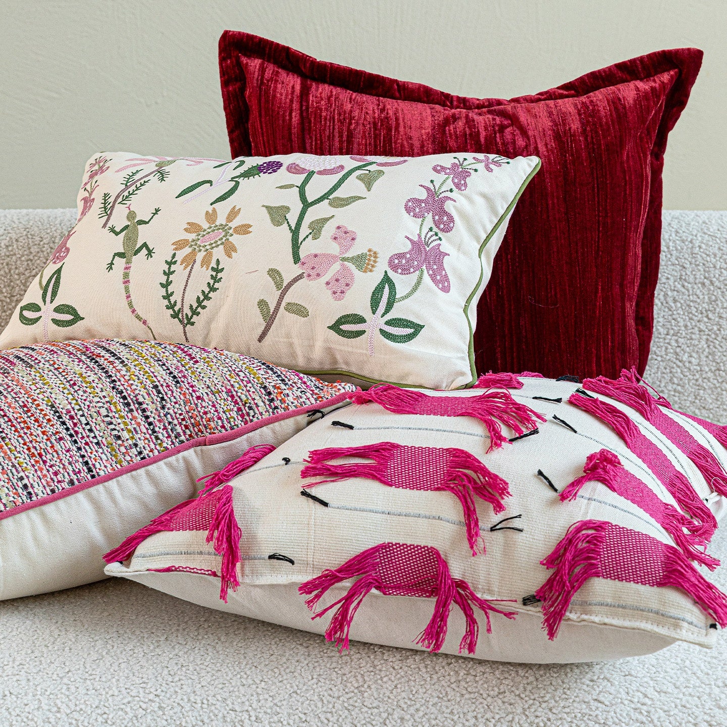 Jardin lumière-Luxury style français rouge salon Coussin