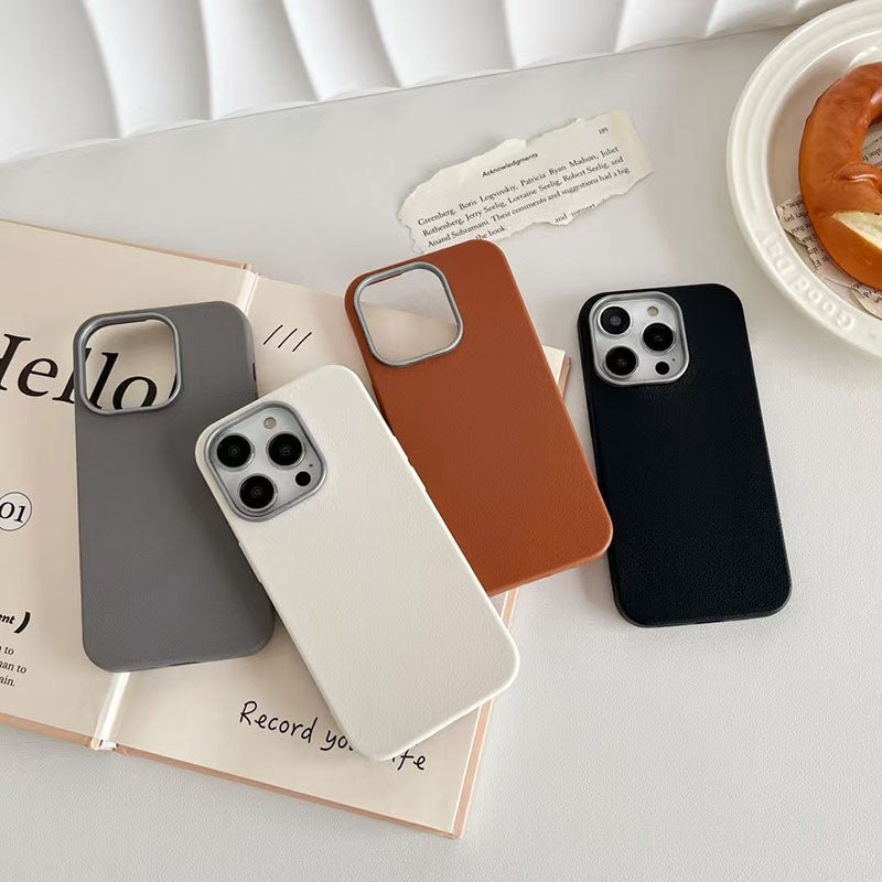 Cas de téléphone d'arrivée le plus vendu Plain cas en cuir en couleur solide