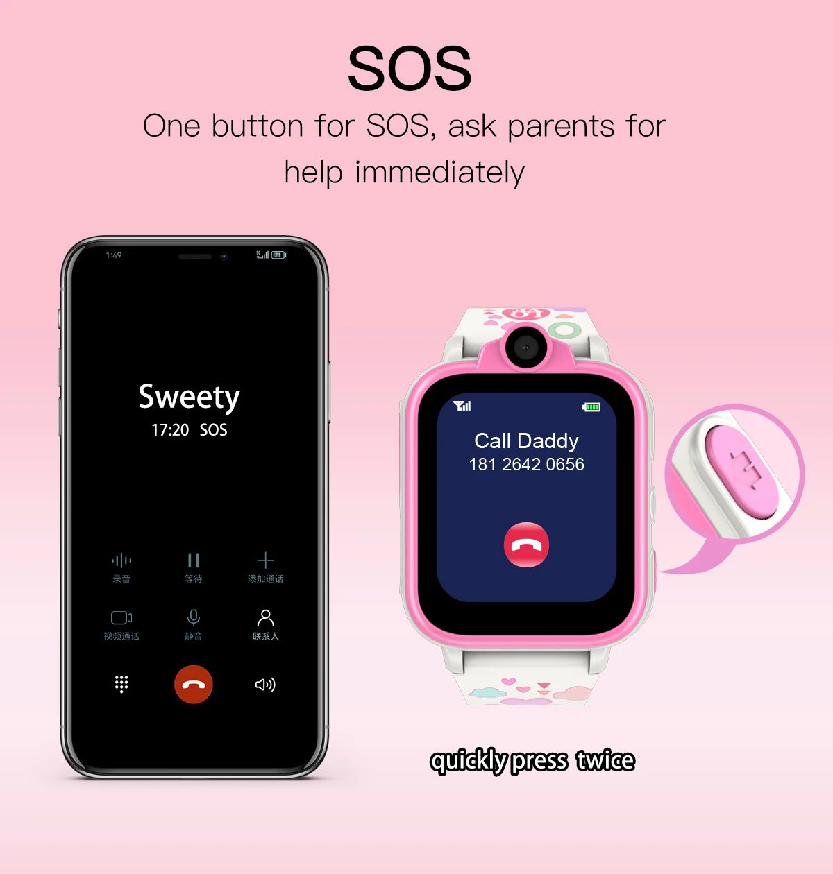 Multifonctionnel écran tactile pour enfants Positionnement Jeu Smart Watch