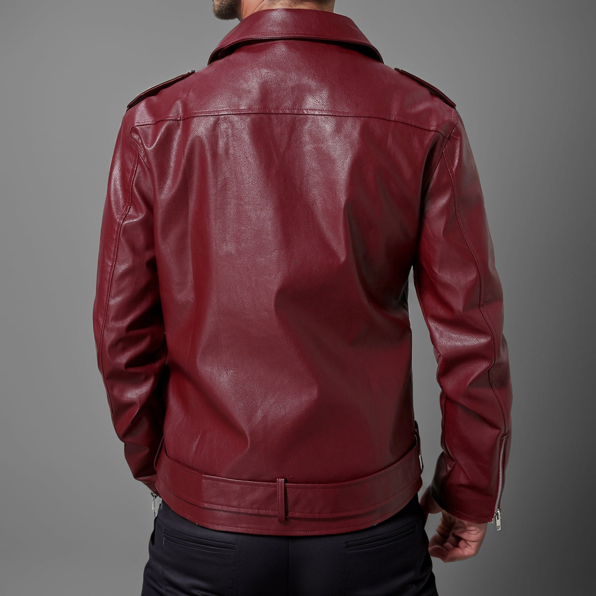 Veste en cuir mince Lapel