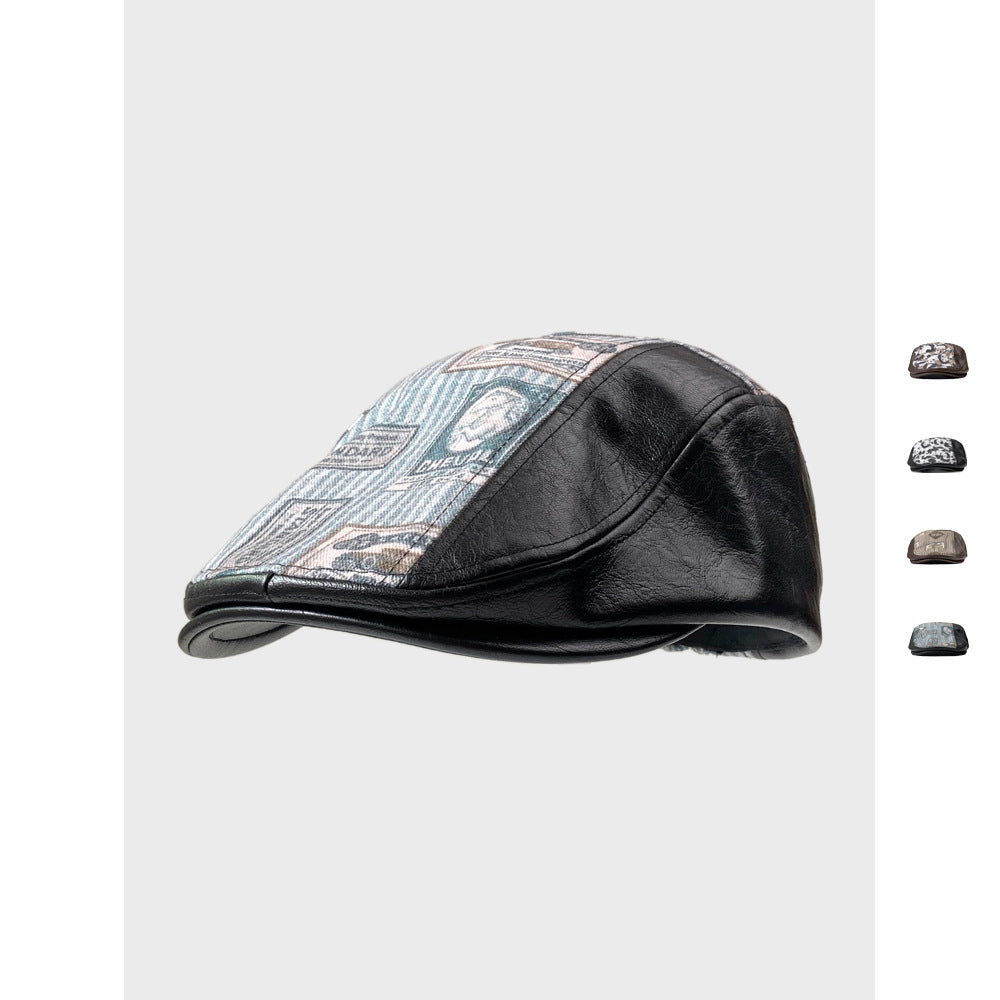Chapeaux d'avance en cuir PU rétro automne hiver