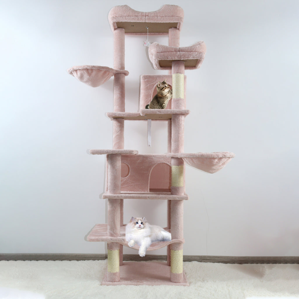 68in Grand arbre de chat vert multi-niveaux avec hamacs