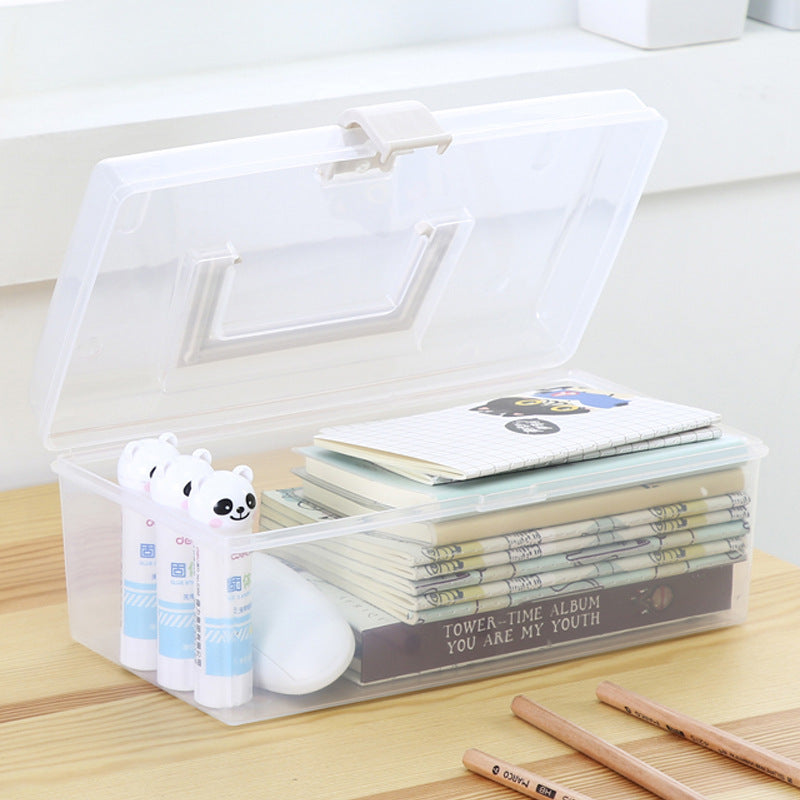 Maison Boîte de stockage transparente Bureau plastique Organisateur