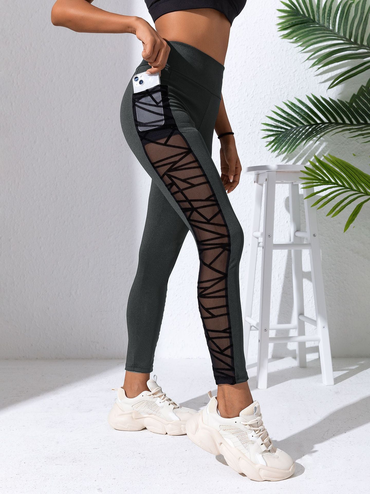 High Waist Contraste Couleur Pantoufles Courant Pantalons Lifting Belly Yoga Vêtements Fitness Spor