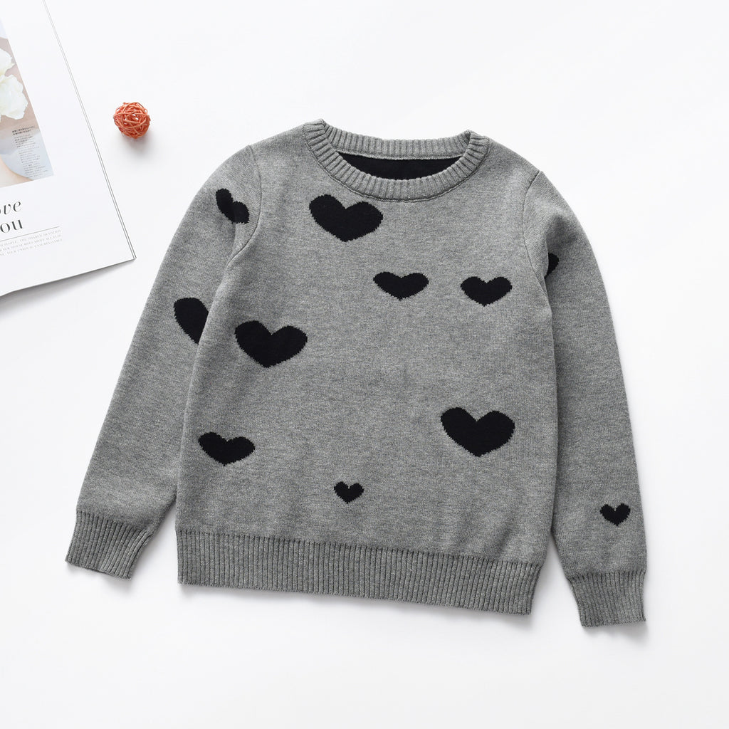 Coeur Col rond Manches longues Chandails pour enfants