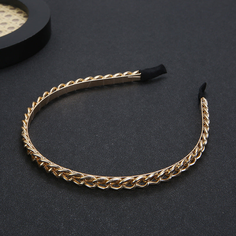 Chaîne épaisse Hair-hoop pour femmes métal bande de cheveux fait main Coiffure de vent exquise Ac