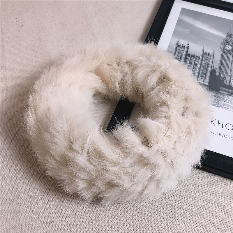 Influenceur Style Lapin Fur Visor pour l'automneHiver chaud Fashionable et large bande de tête en peluche
