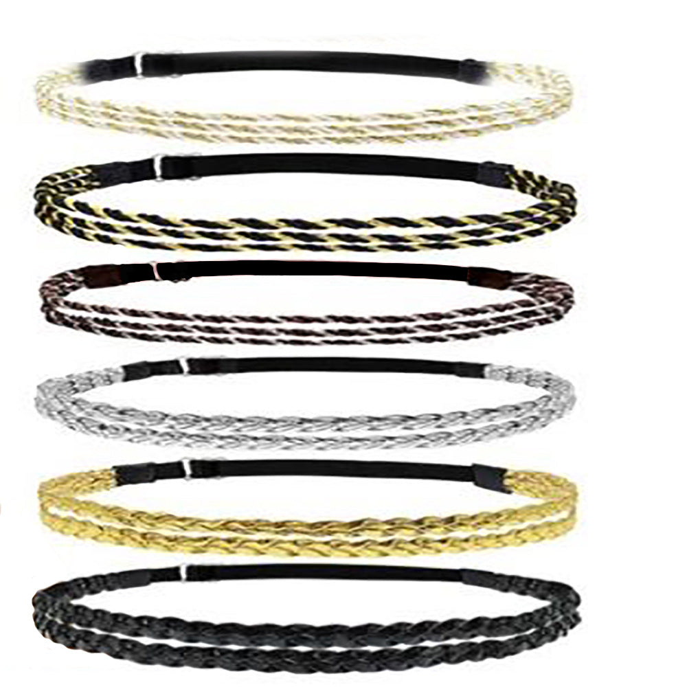 Bandeau élastique réglable Trois brins Twisted Gold Silver