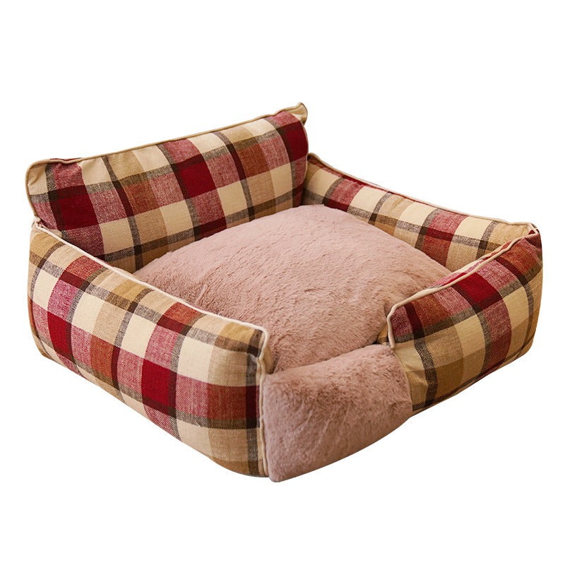 Lit pour animaux de compagnie lavable en toute saison Retro Plaid