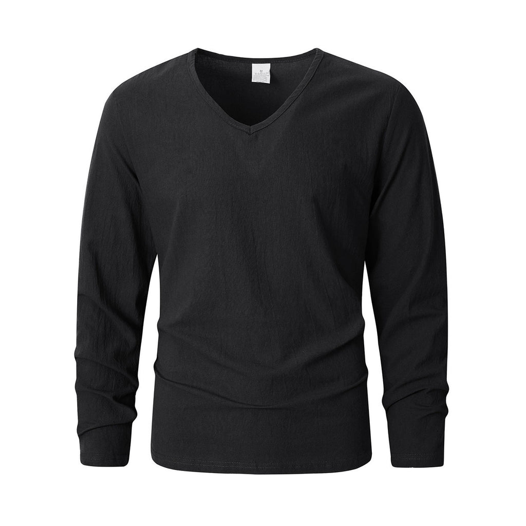 Haut à manches longues à col en V Casual Retro