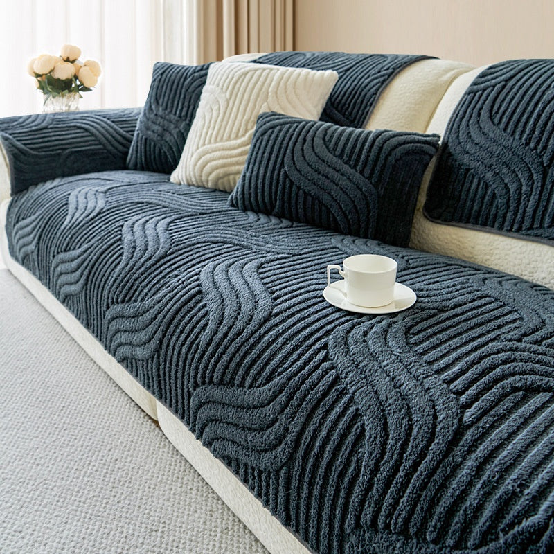 Coussin de canapé en peluche couleur crème - Épaisseur Coussin d'automne non glissant