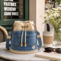 Femmes Versatile Retro Denim Patchwork Crochet Sac