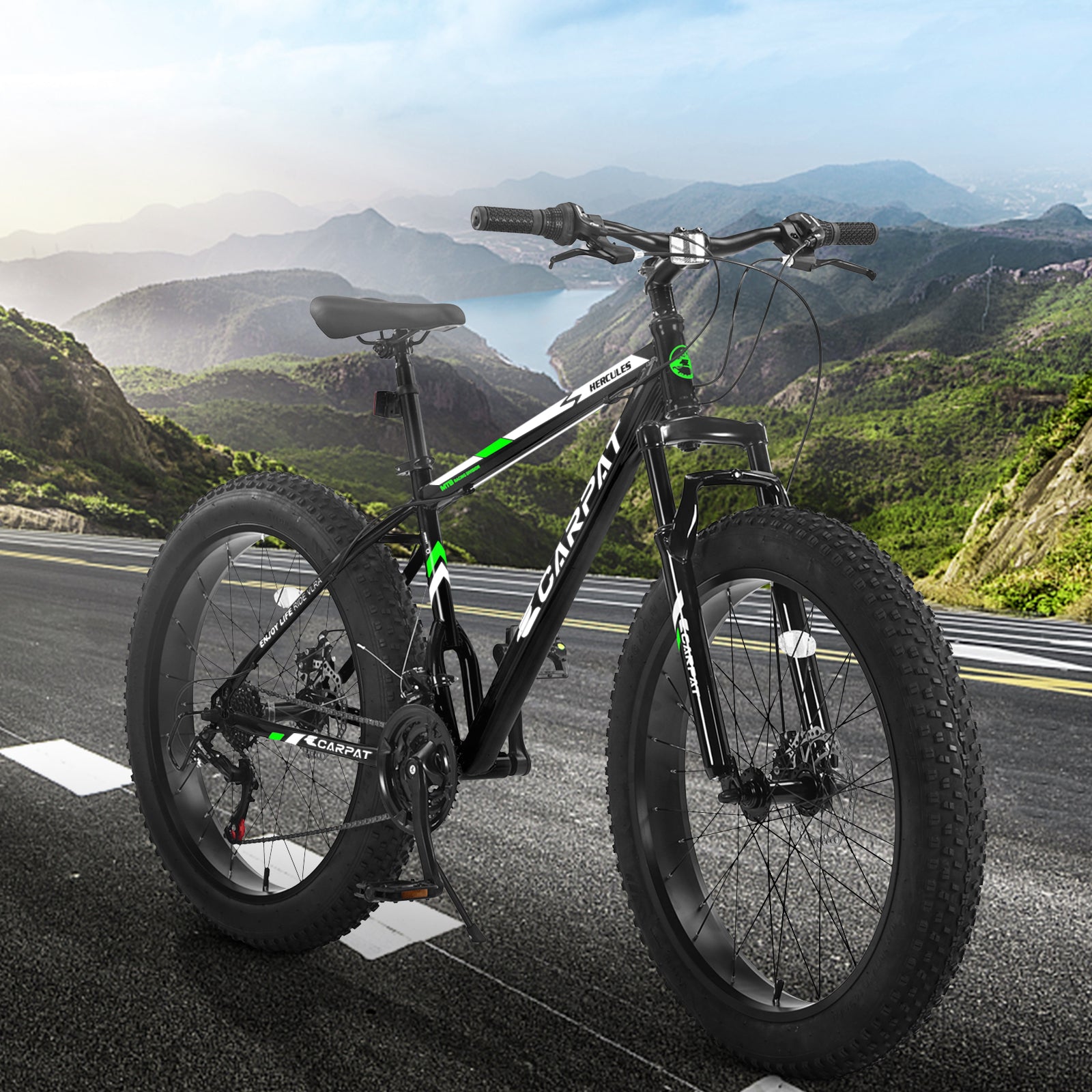 S26109 Élecony 26 pouces Fat Tire Bike Adulte et jeune Full Shimano 21 Speed Mountain Bike