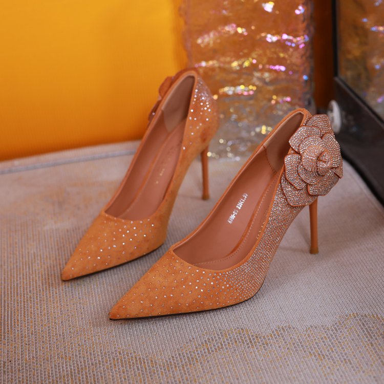 Femmes Pointedtoe Strass Design High Heels