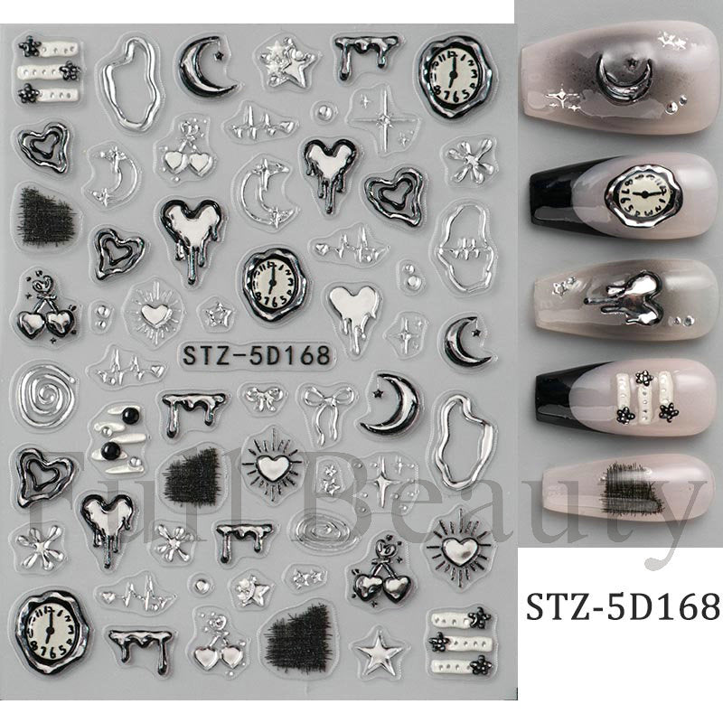 Stickers ongles adhésifs 3D embossé style ins