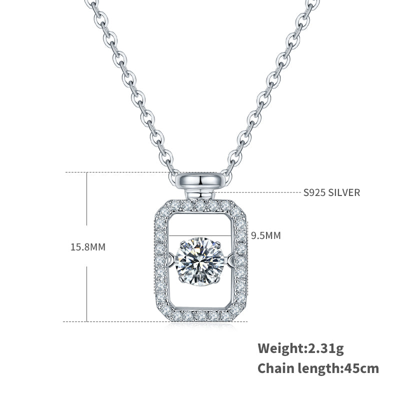 S925 Argent Sterling 0.5ct Rectangle Collier de Moissanite 45cm Plaqué Platine Bord de Pave