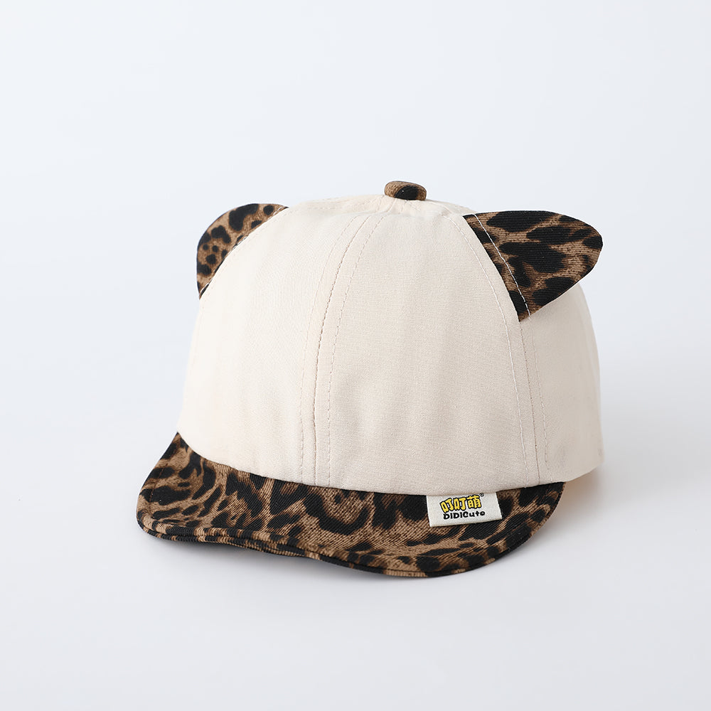 Le Patchwork Leopard Imprimer Cartoon Brimmed Cat-ear réglable Mignon Casual Cap de baseball est