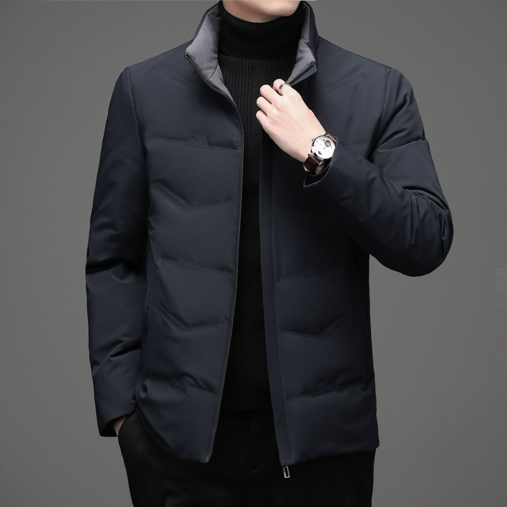 Hommes Casual Couleur Stand-collar Blanc Duck Down veste chaude vers le bas