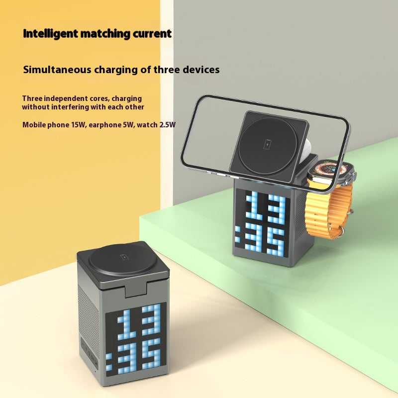 Chargeur sans fil audio horloge magnétique Bluetooth
