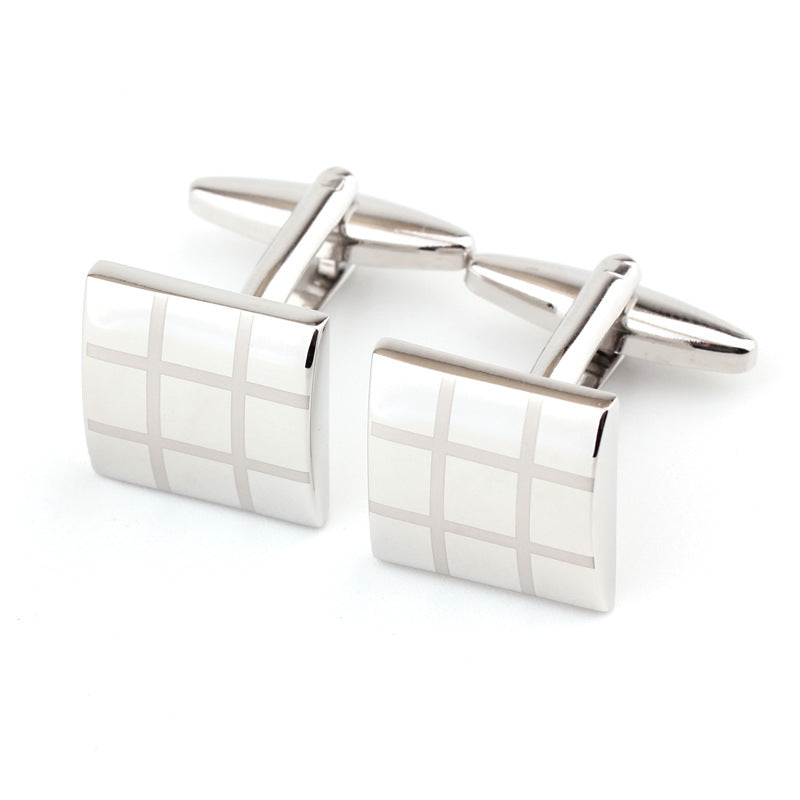 Chemise française en Plaid carré Men's Cufflinks Cufflink