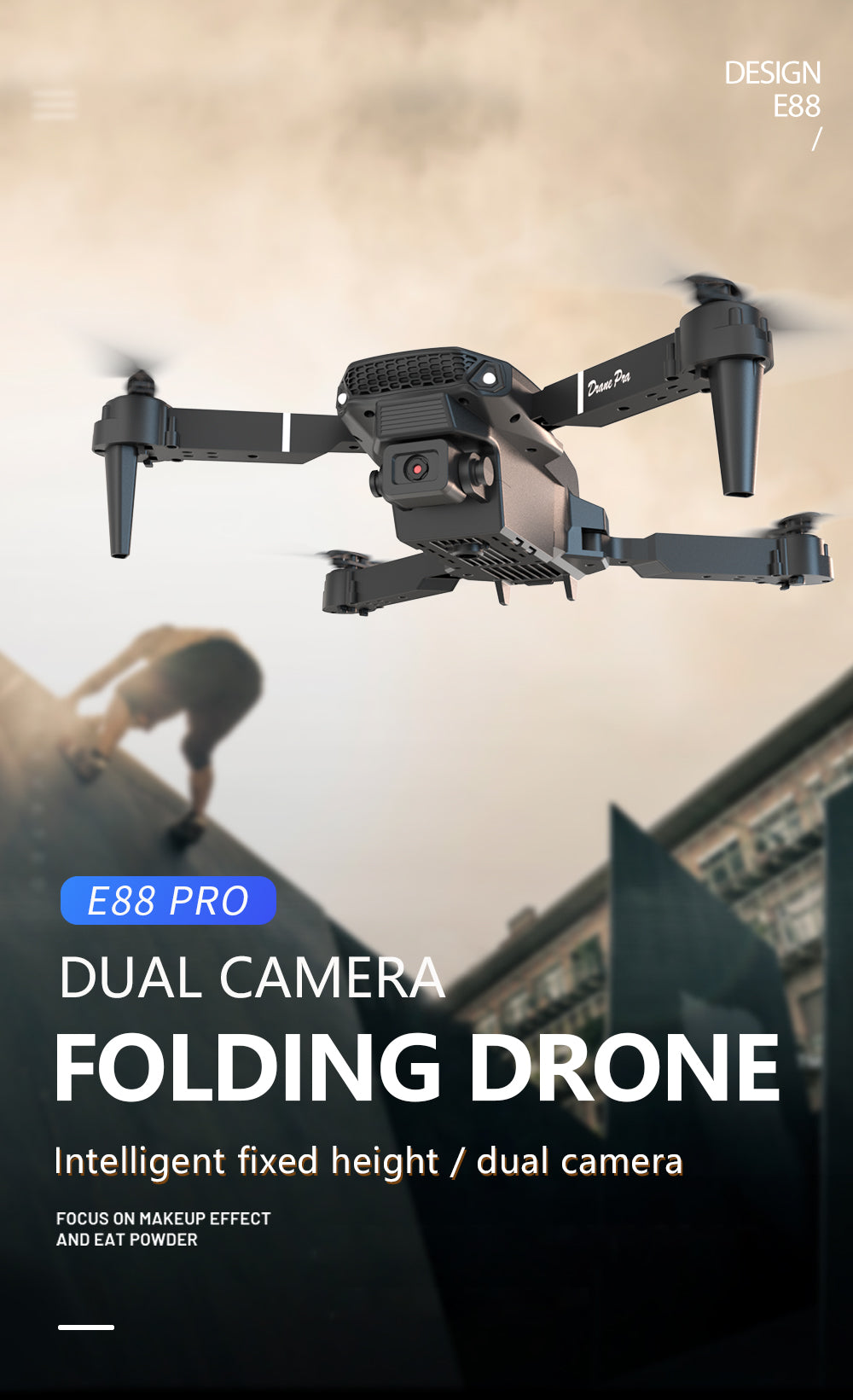 E88Pro - Caméra double - Double batterie-BLACK