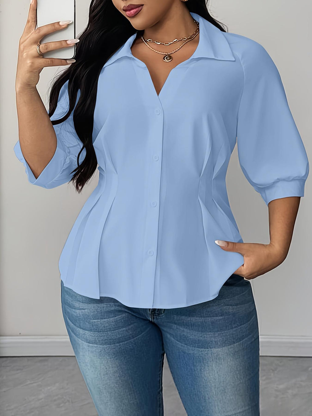Plus-taille femmes Blouse Springsummer Style