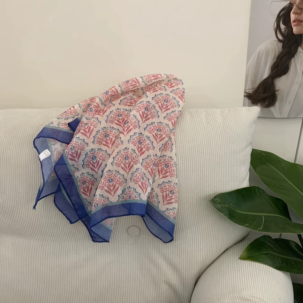 Écharpe carrée en coton et en coton de style coréen pour femmes
