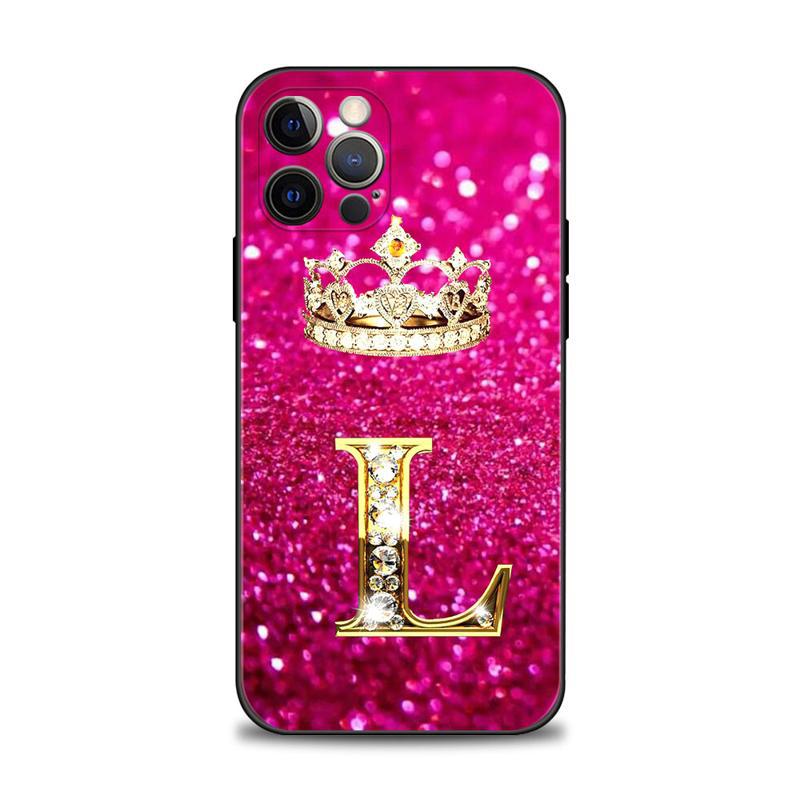 Golden Diamond King Crown Letters Case téléphonique