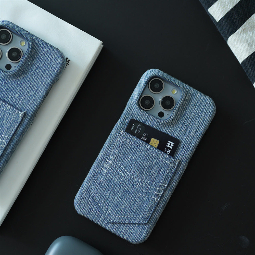 Denim Insert Card Oil Edge Phone Case