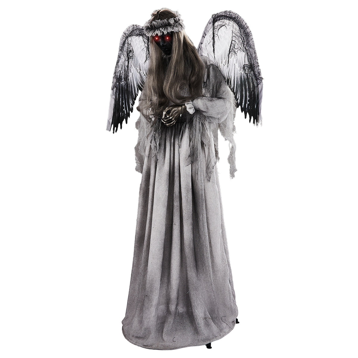 Décoration d'Halloween d'ange en pleurs de 5,7 pieds avec yeux rouges