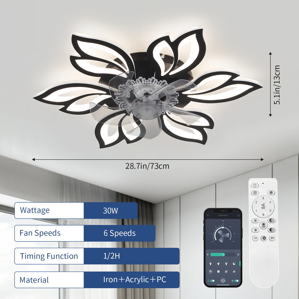 Moderne Salon Maison Trois couleurs Six vitesses Ceiling-monté intérieur LED ventilateur lumière