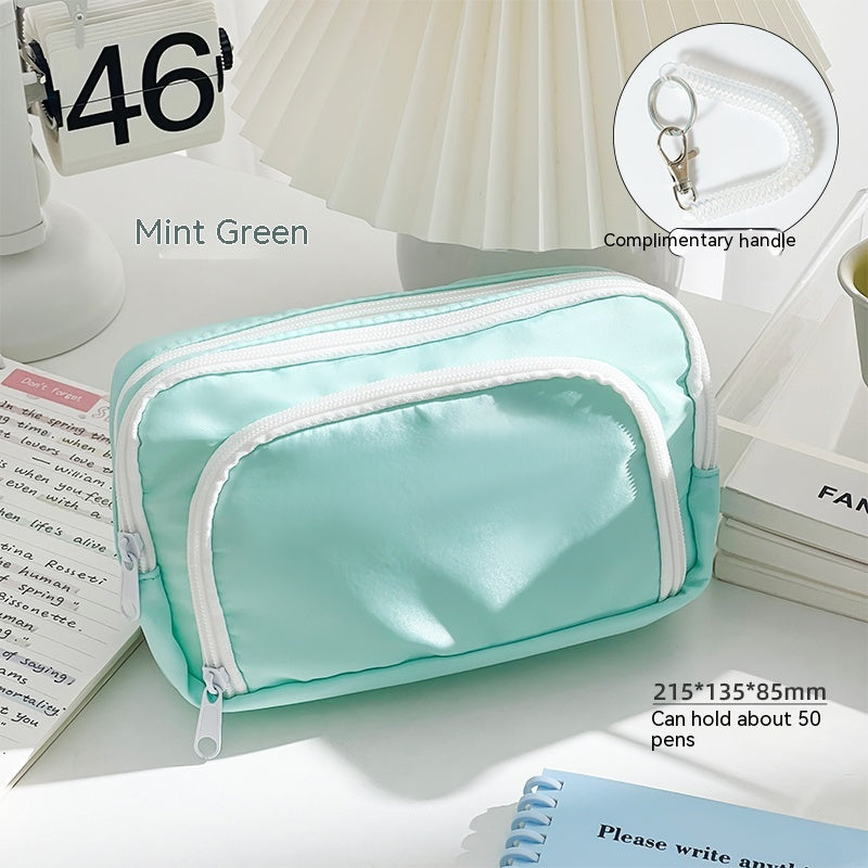 Double-layer pencil case for high-capacity exam stationery